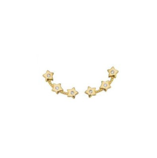 18k Gold Filled Three Stars Ear Climber Style Earrings - Beloved Boutique 