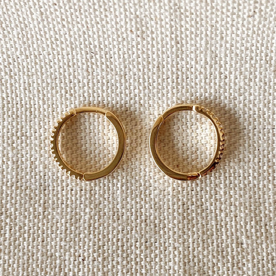 18k Gold Filled Thin Line Cubic Zirconia Hoop Earrings GoldFi