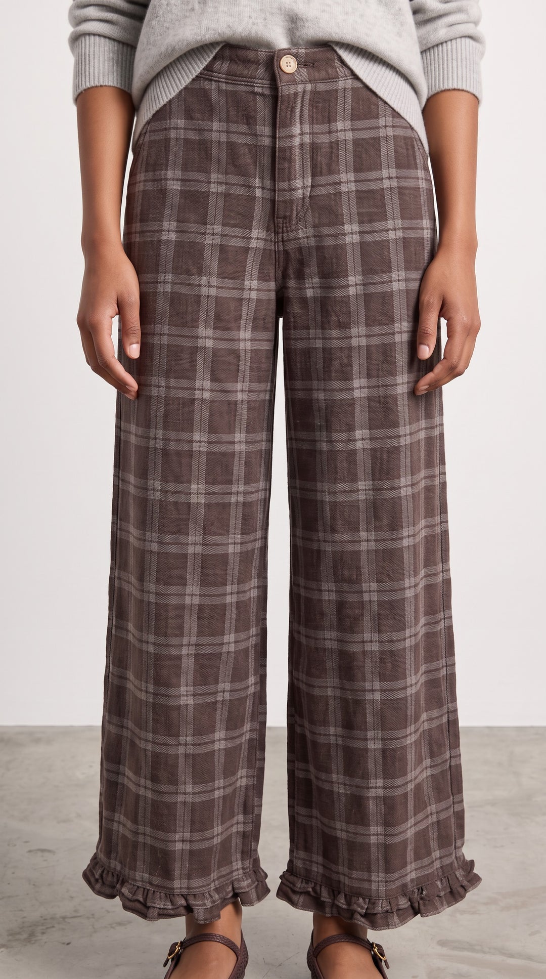 Trudy Plaid Ruffle Pant