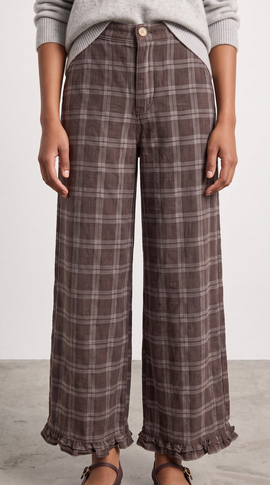 Trudy Plaid Ruffle Pant