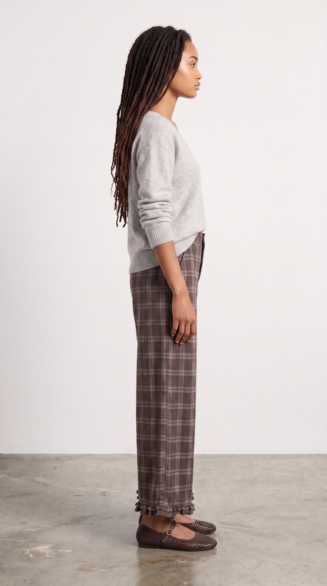 Trudy Plaid Ruffle Pant