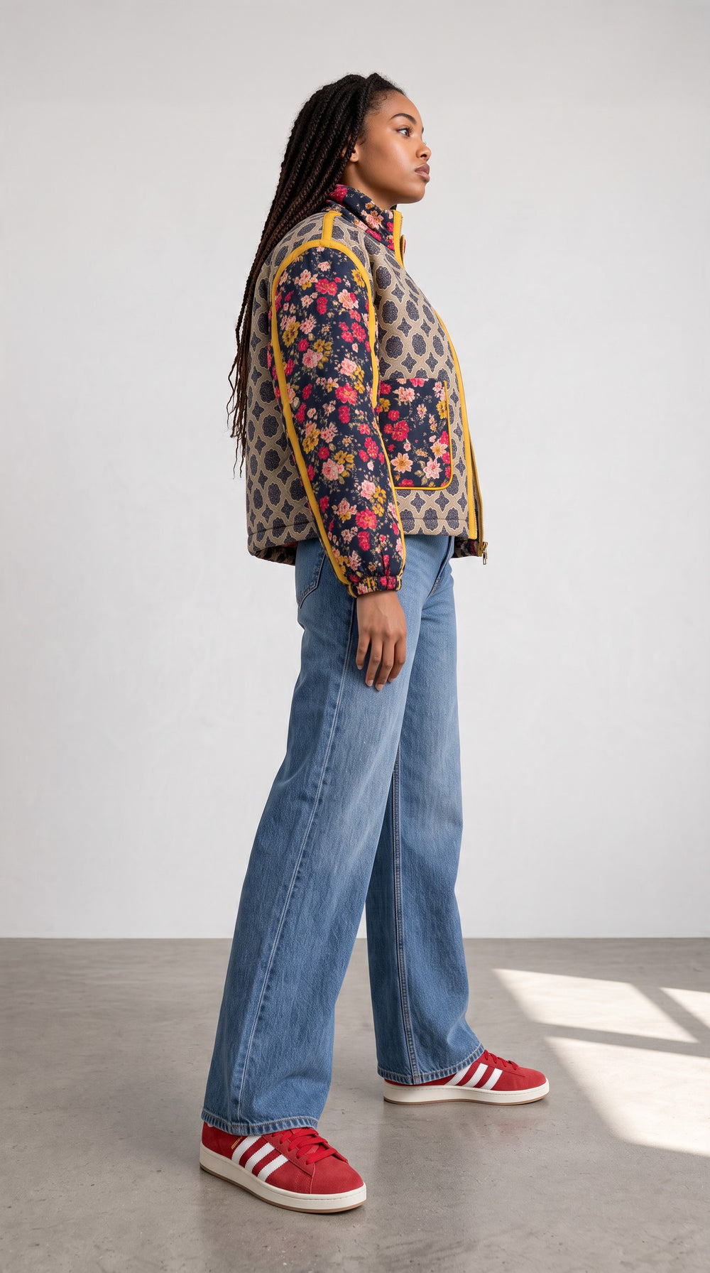 Patchwork Quilted Bomber Jacket