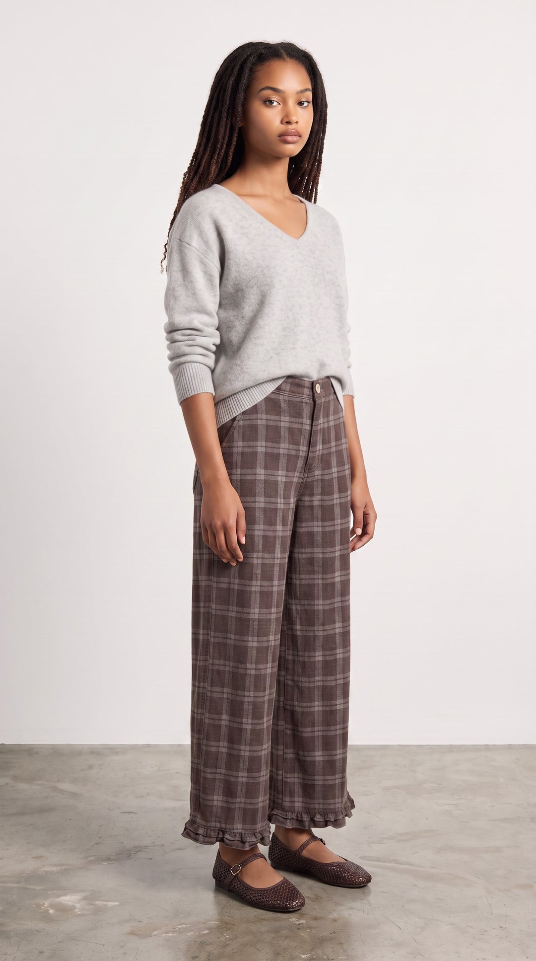 Trudy Plaid Ruffle Pant