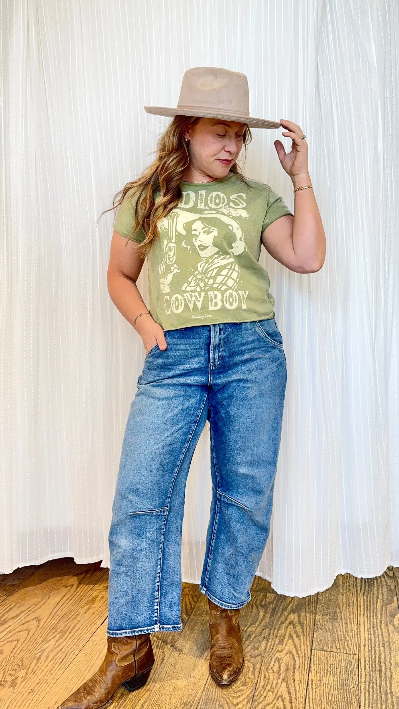 Adios Crop Tee Country Deep