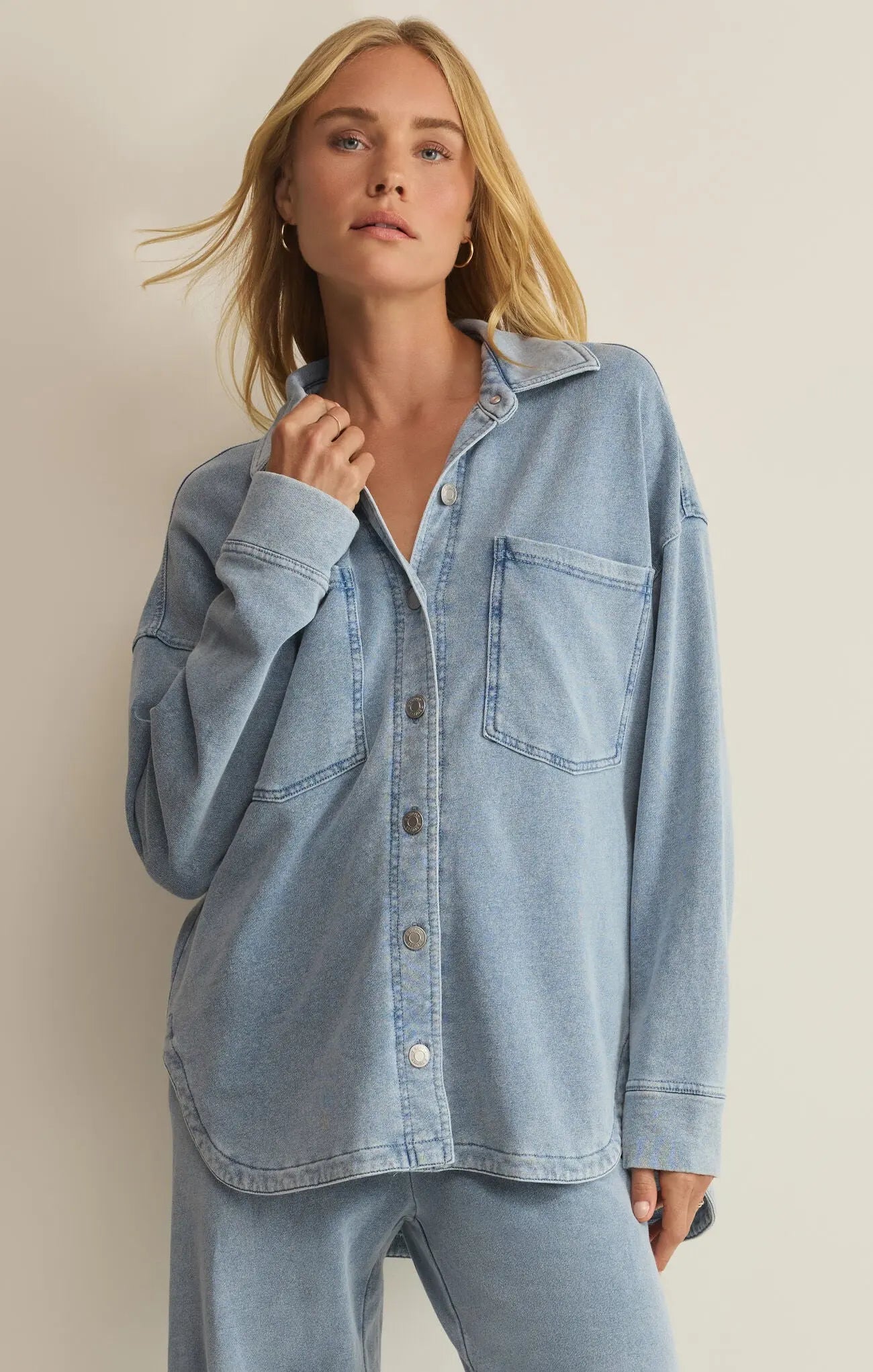 Z Supply All Day Knit Denim Jacket Ocean Air | Women's Denim