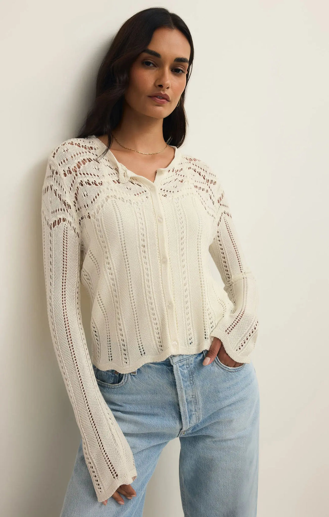 Alycia Crochet Sweater - Beloved Boutique 
