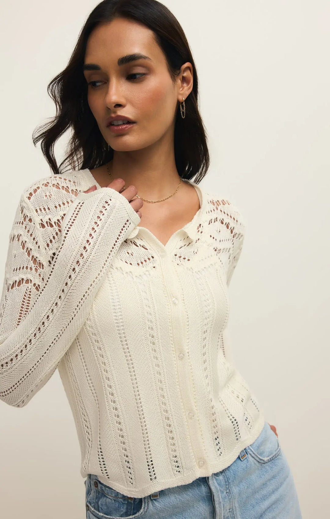 Alycia Crochet Sweater - Beloved Boutique 