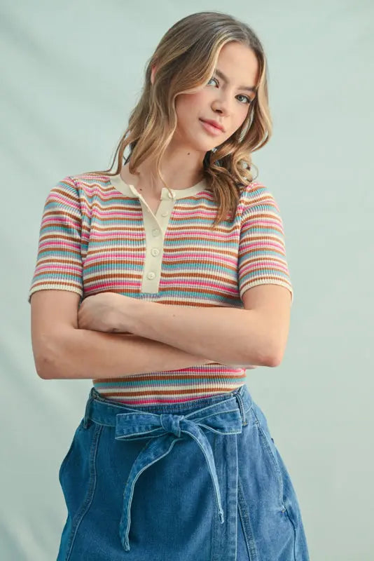 Blaze Striped Top - Beloved Boutique 