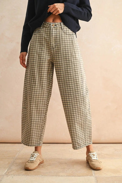 Coco Checker Barrel Pants - Beloved Boutique