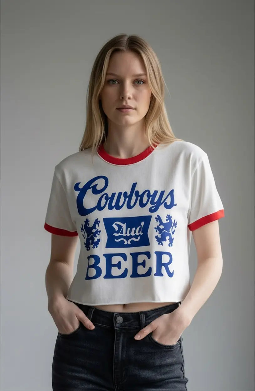 Cowboys & Beer Tee - Beloved Boutique 