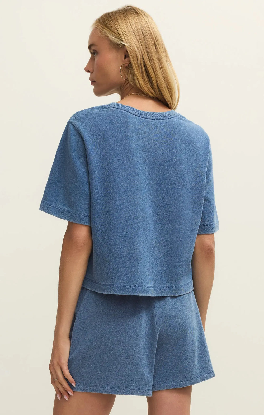 Curran Knit Denim Sweatshirt - Beloved Boutique 