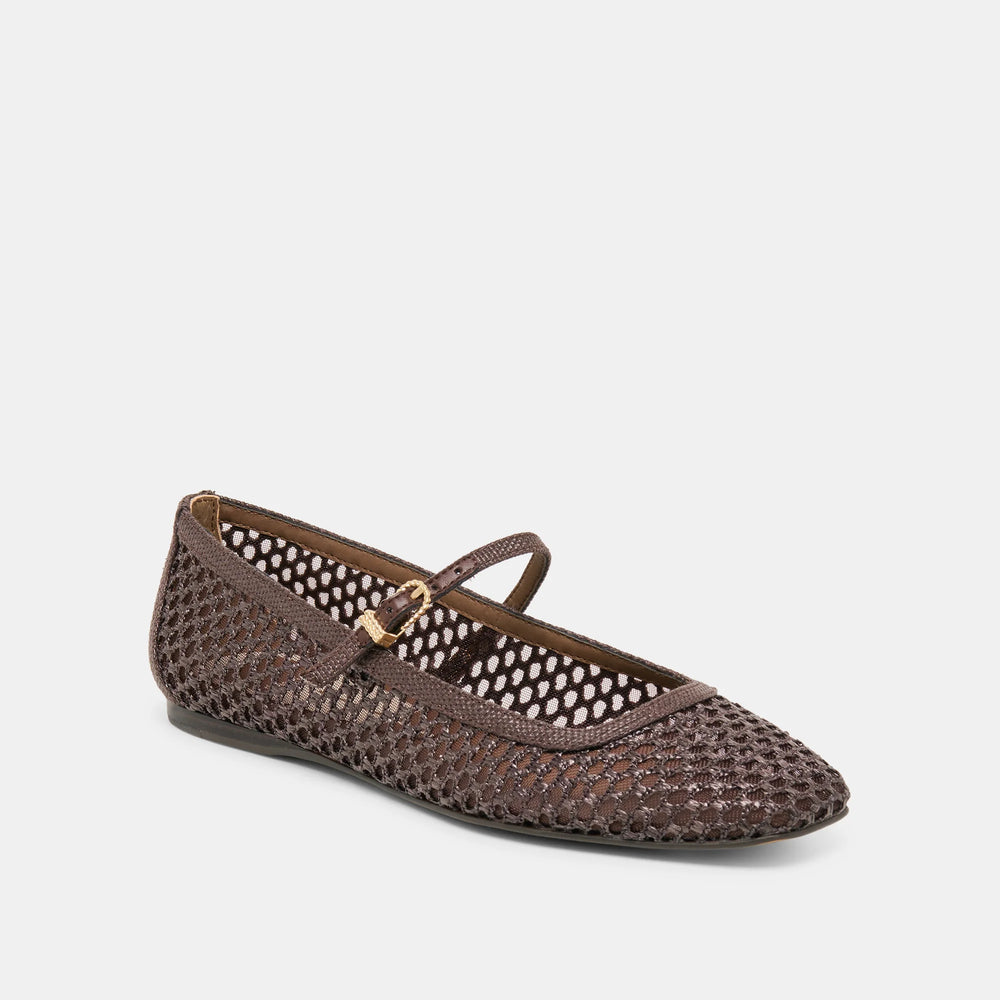 Reyes Chocolate Raffia Ballet Flat