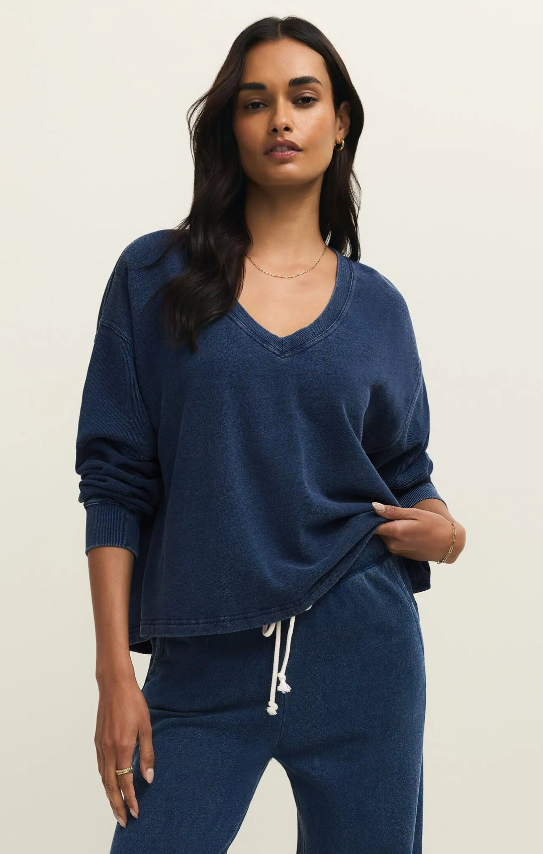 Delphine Knit Denim Sweatshirt Z Supply