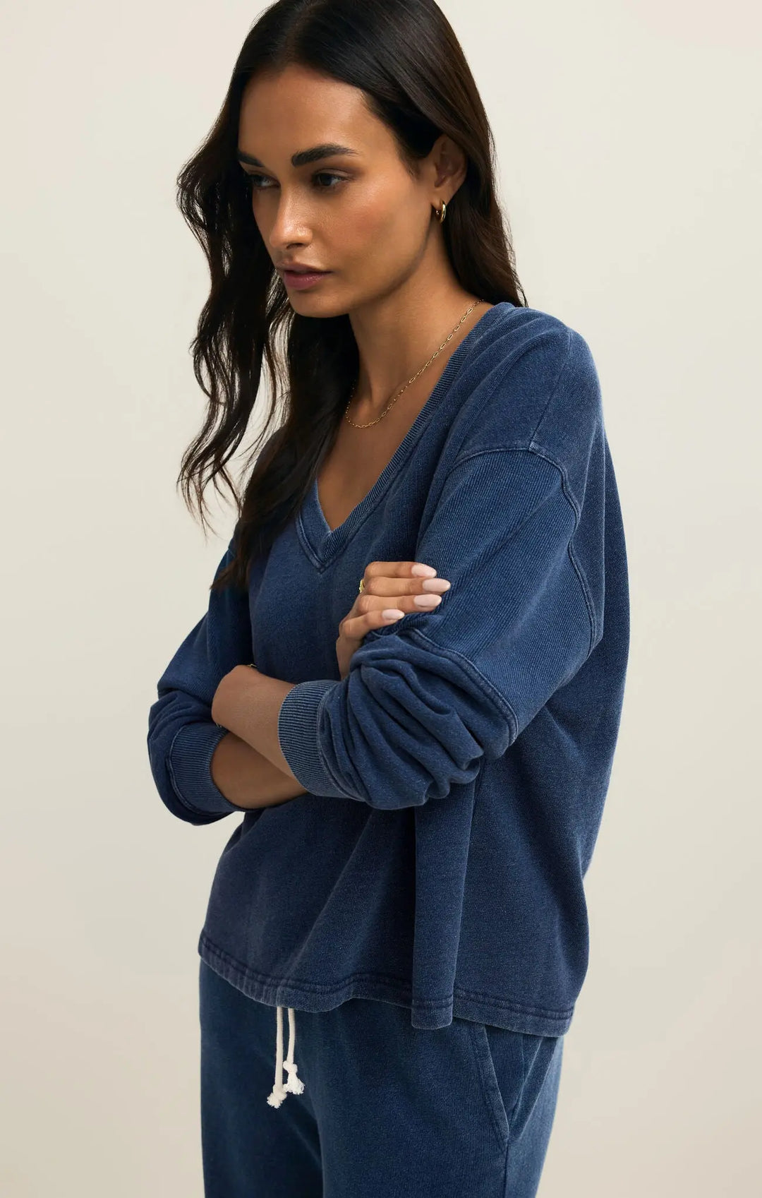 Delphine Knit Denim Sweatshirt Z Supply
