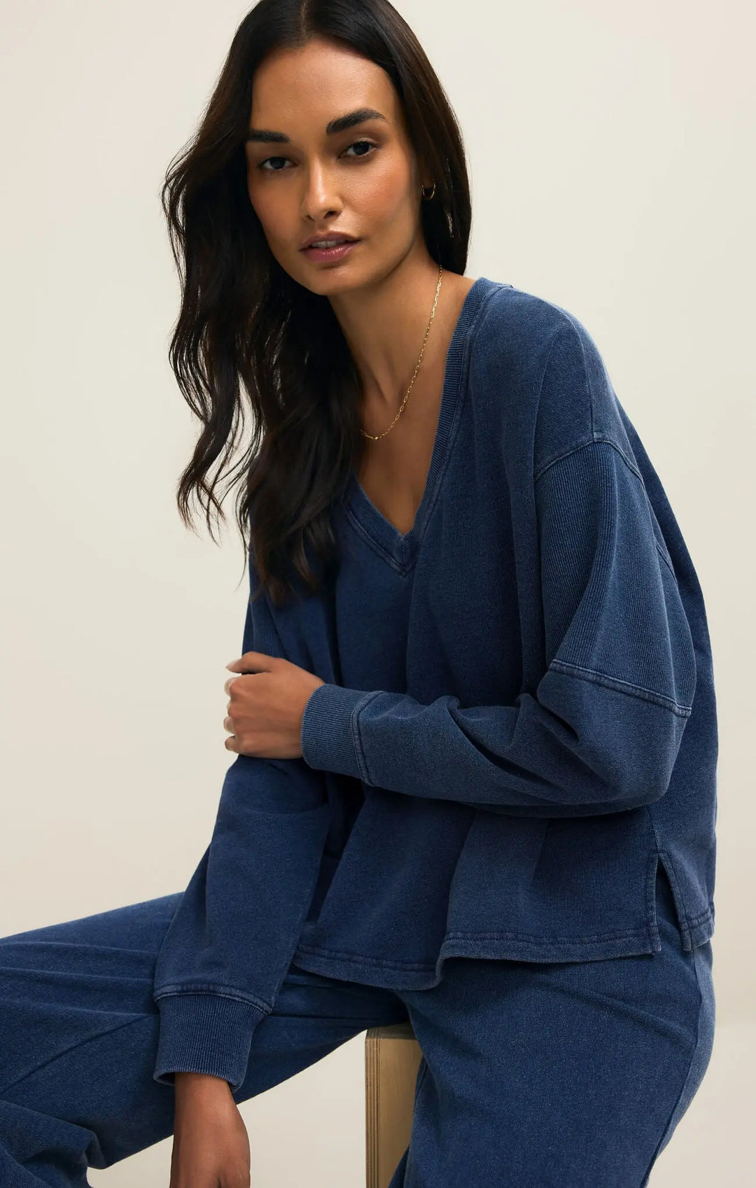 Delphine Knit Denim Sweatshirt Z Supply