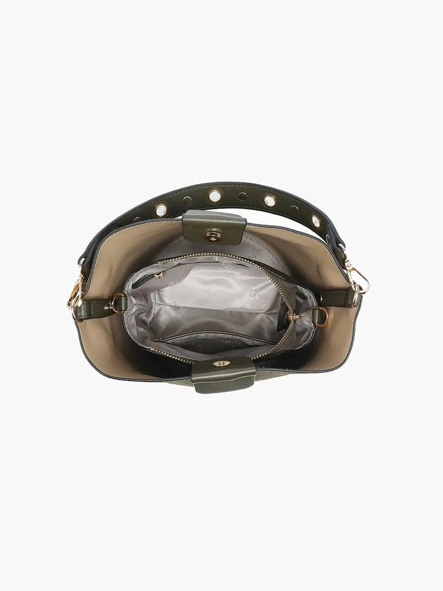 M2528SDE Farrah Suede Bucket Bag w/ Top Handle & Inner Bag - Beloved Boutique