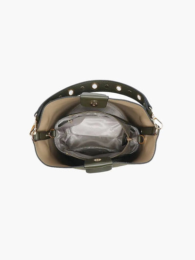 M2528SDE Farrah Suede Bucket Bag w/ Top Handle & Inner Bag - Beloved Boutique