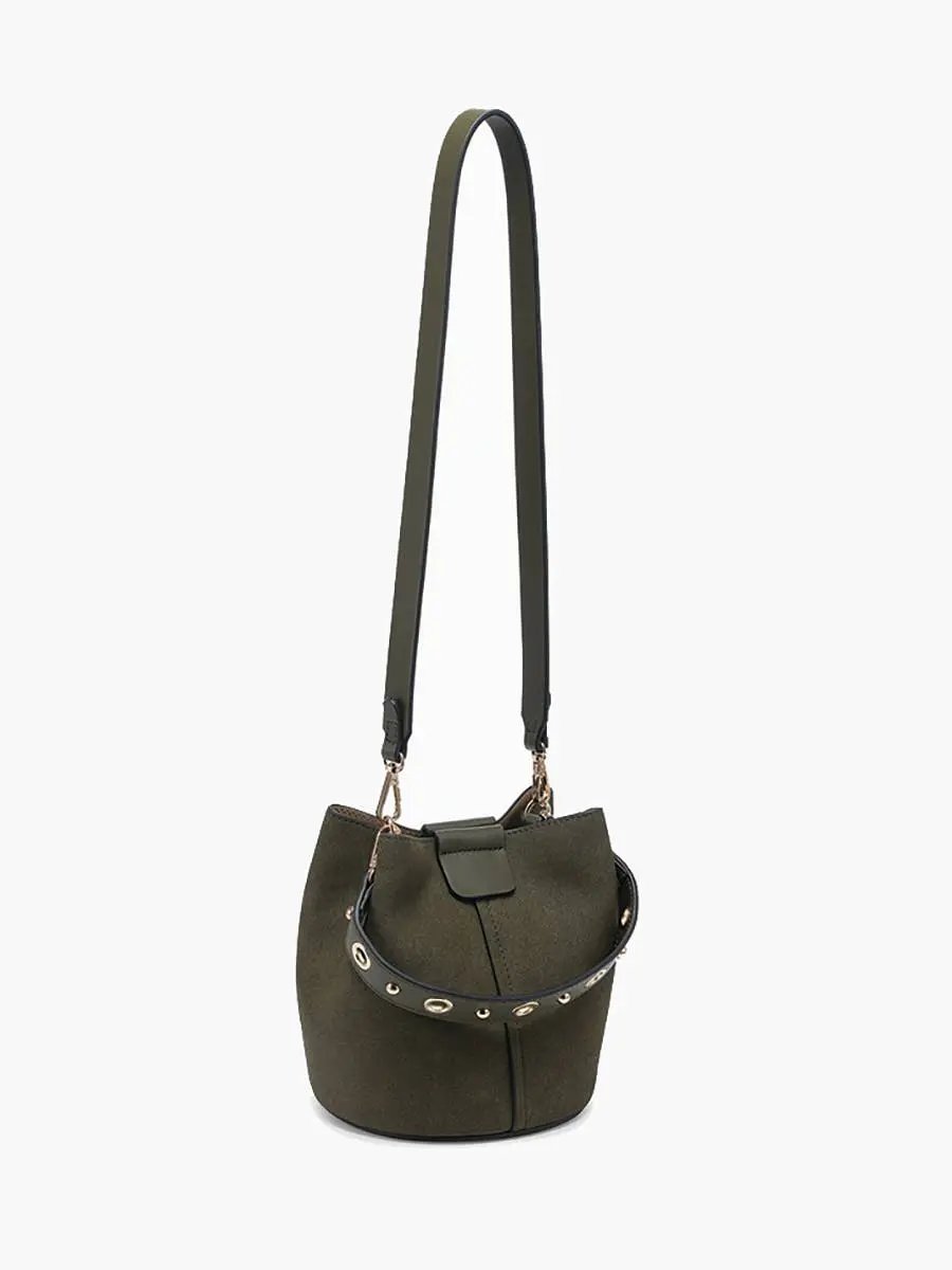 M2528SDE Farrah Suede Bucket Bag w/ Top Handle & Inner Bag - Beloved Boutique