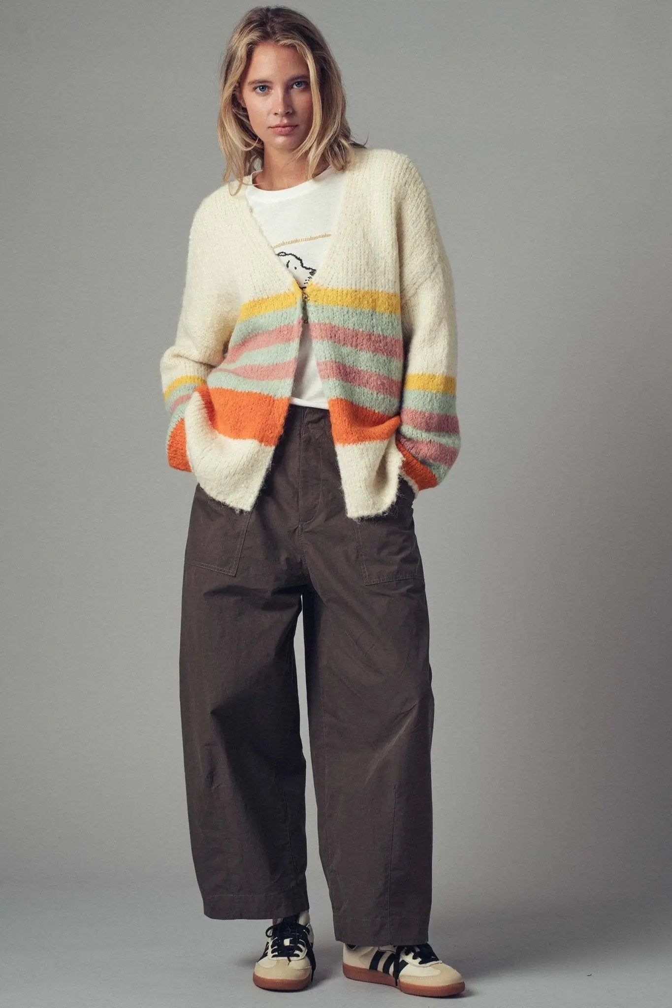 Fawn Striped Cardigan - Beloved Boutique