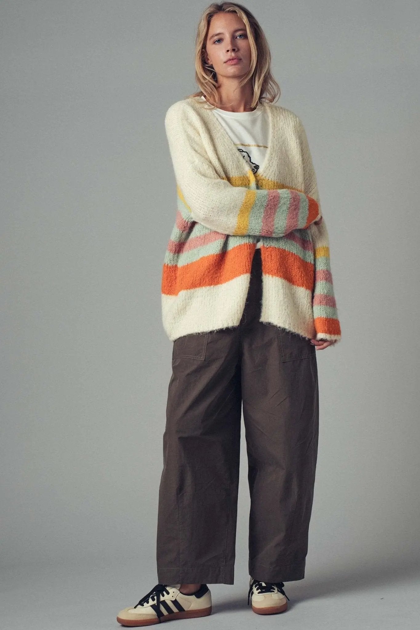 Fawn Striped Cardigan - Beloved Boutique