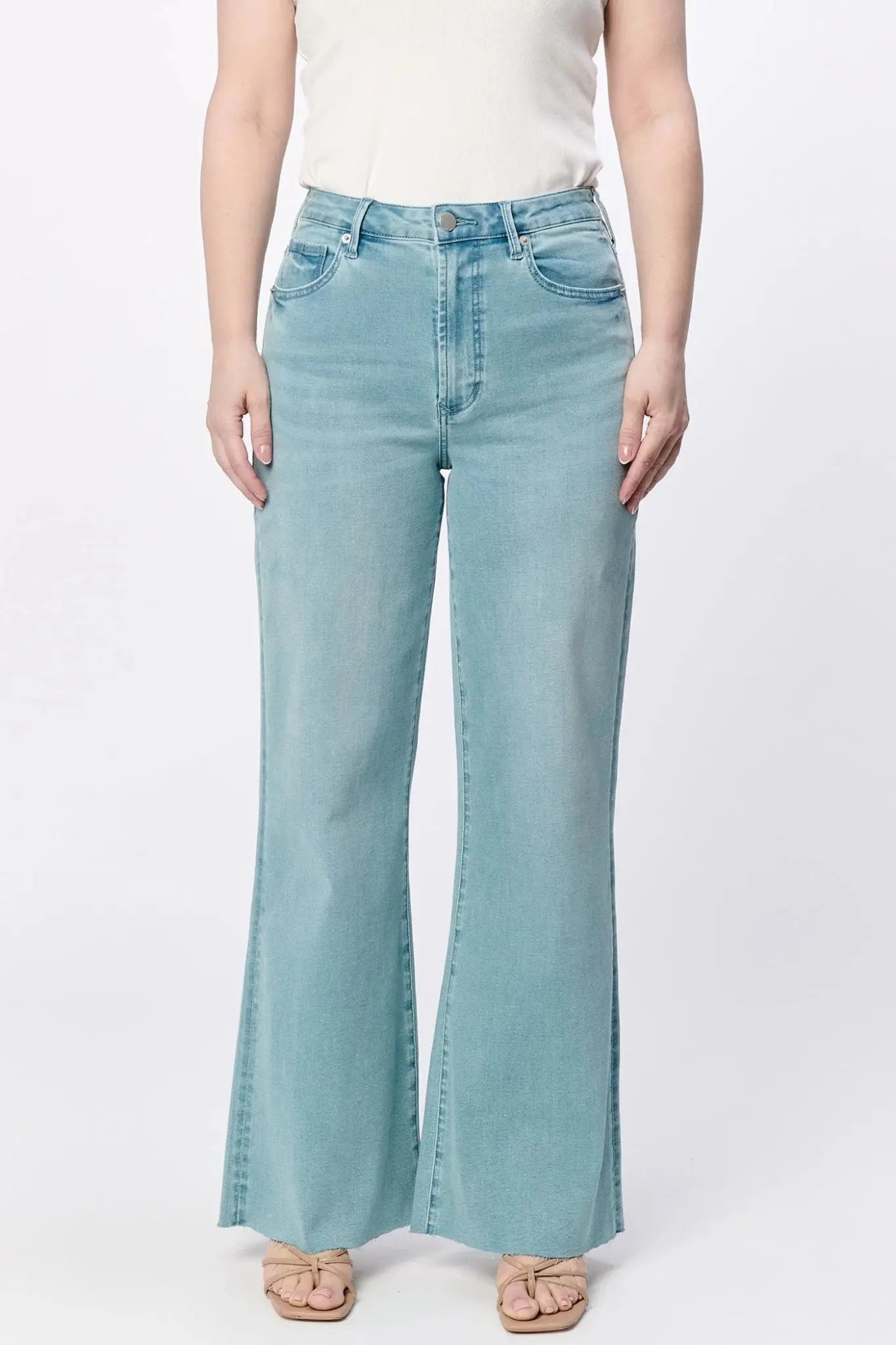 Fiona Wide Leg Jean Blue Mint - Beloved Boutique