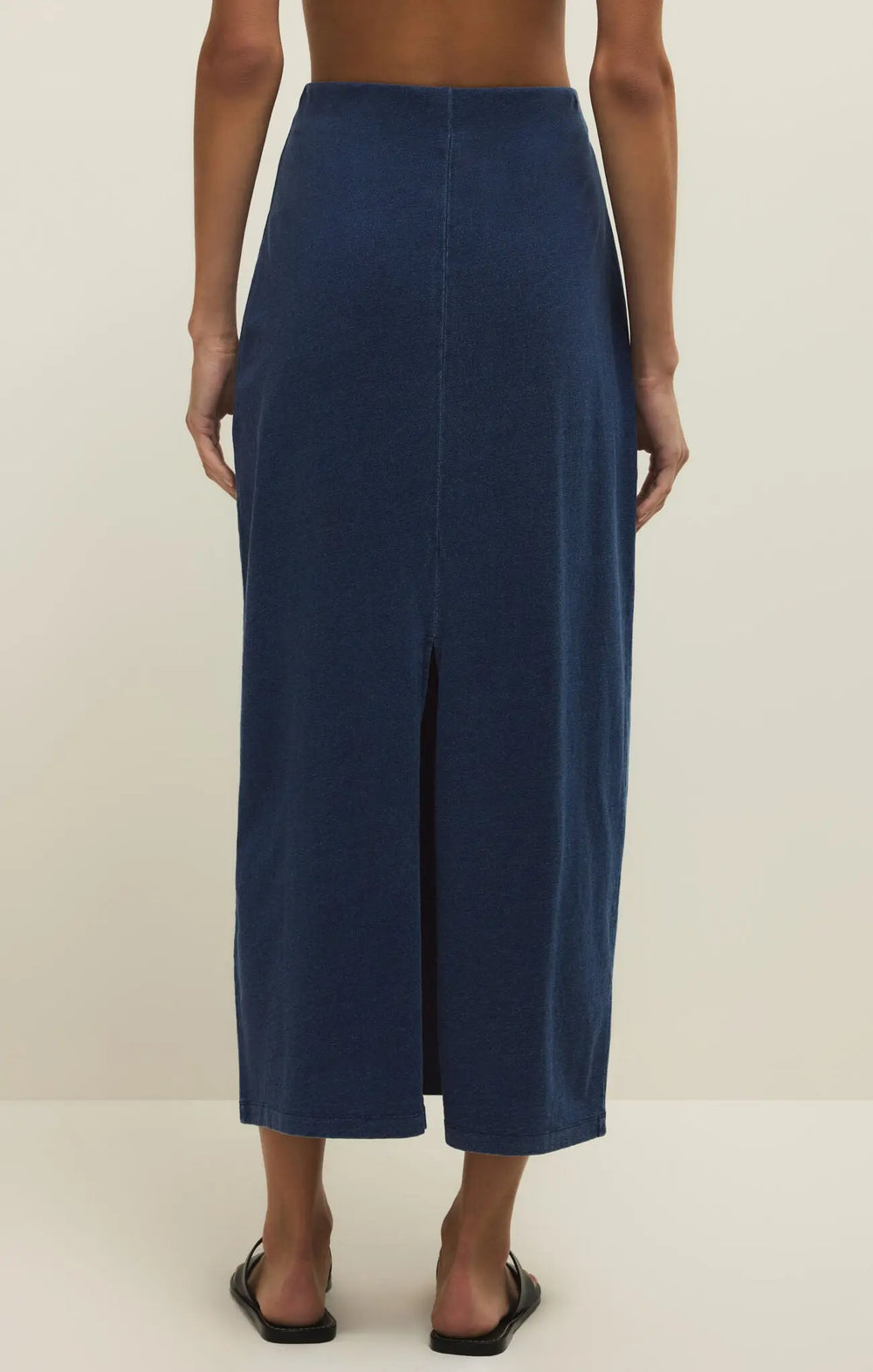 Gail Jersey Denim Midi Skirt - Beloved Boutique 