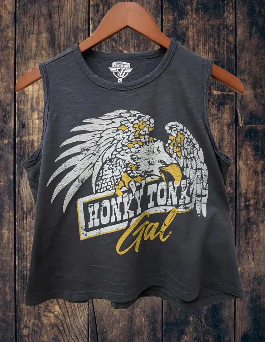 Honky Tonk Gal Muscle Crop Top Country Deep