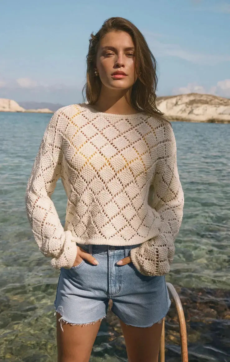 Hullen Crochet Sweater - Beloved Boutique 