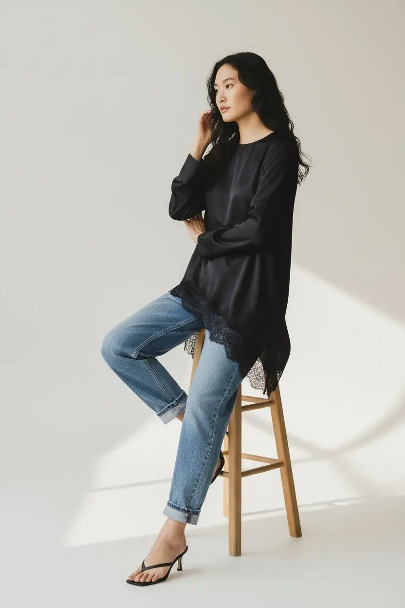 Jade Asymmetric Blouse - Beloved Boutique 