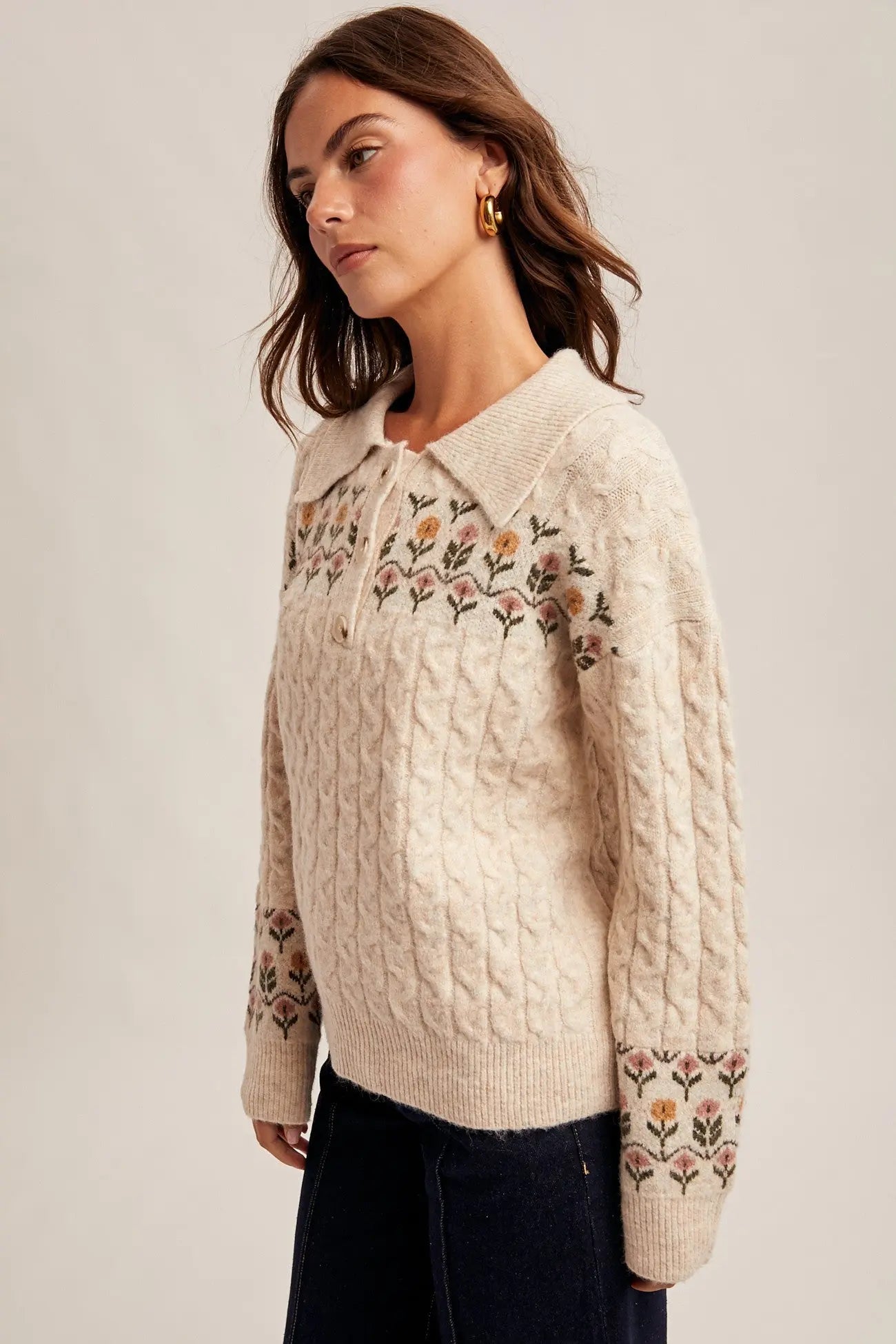 Kendall Floral Sweater Hem & Thread