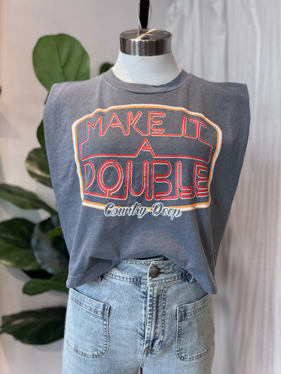 Make It A Double Cropped Muscle Top Country Deep