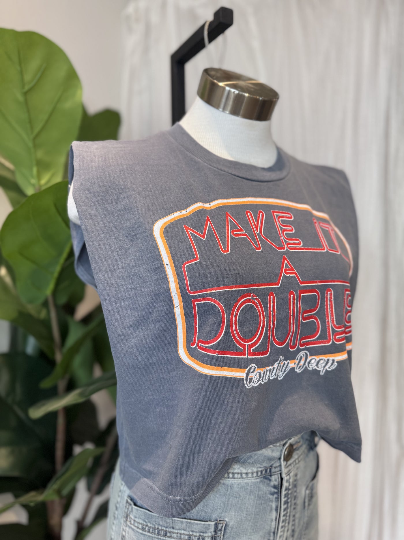 Make It A Double Cropped Muscle Top Country Deep