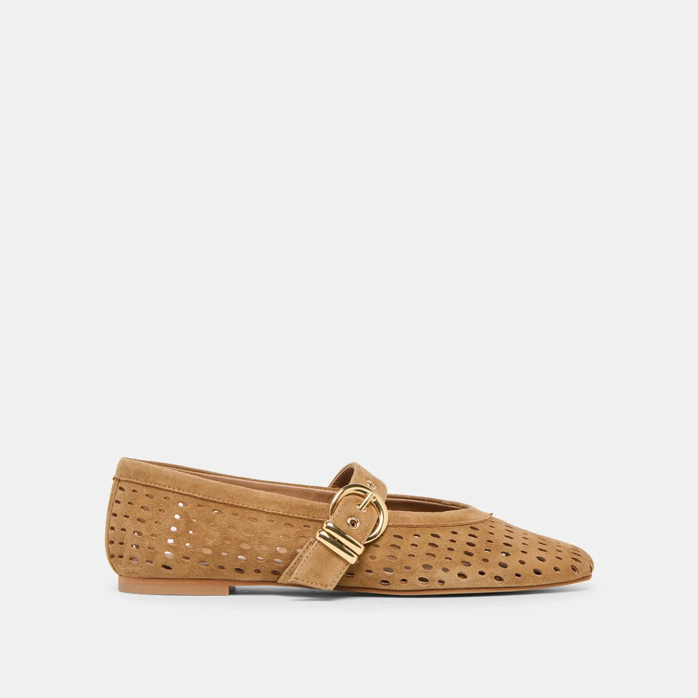 Mikel Perforated Suede Ballet Flat Dolce Vita