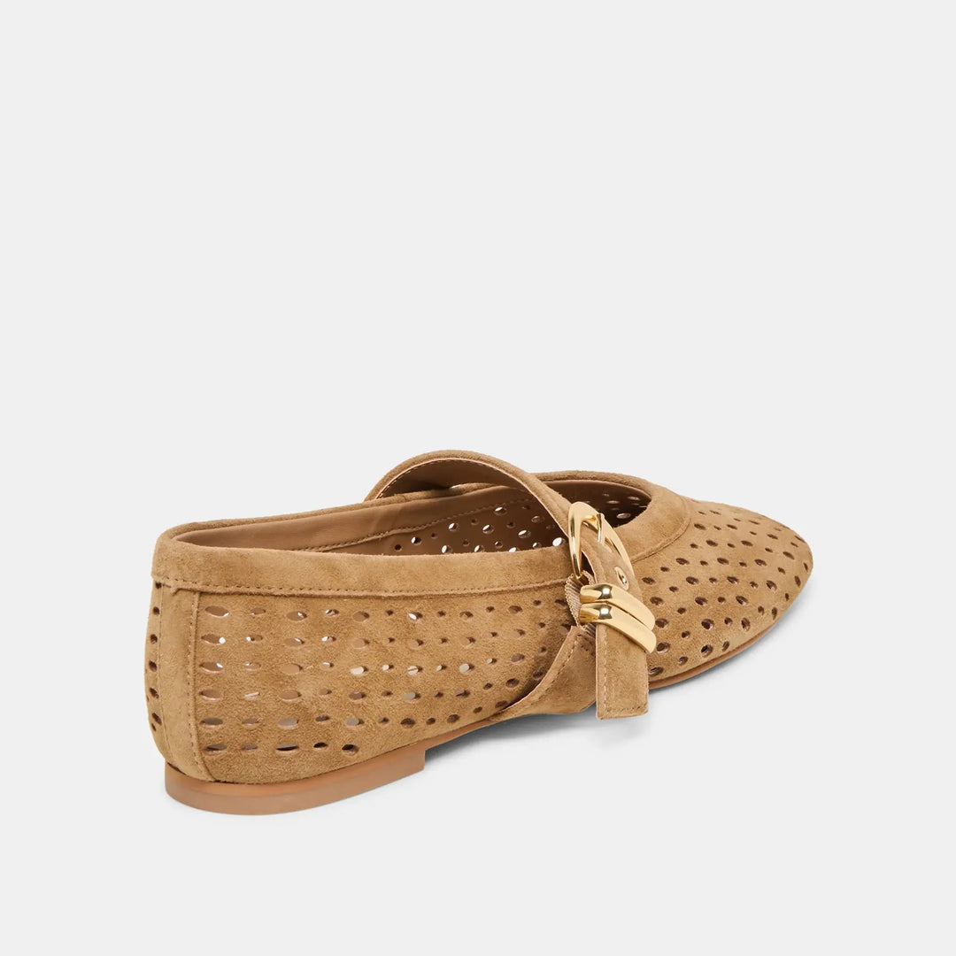 Mikel Perforated Suede Ballet Flat Dolce Vita