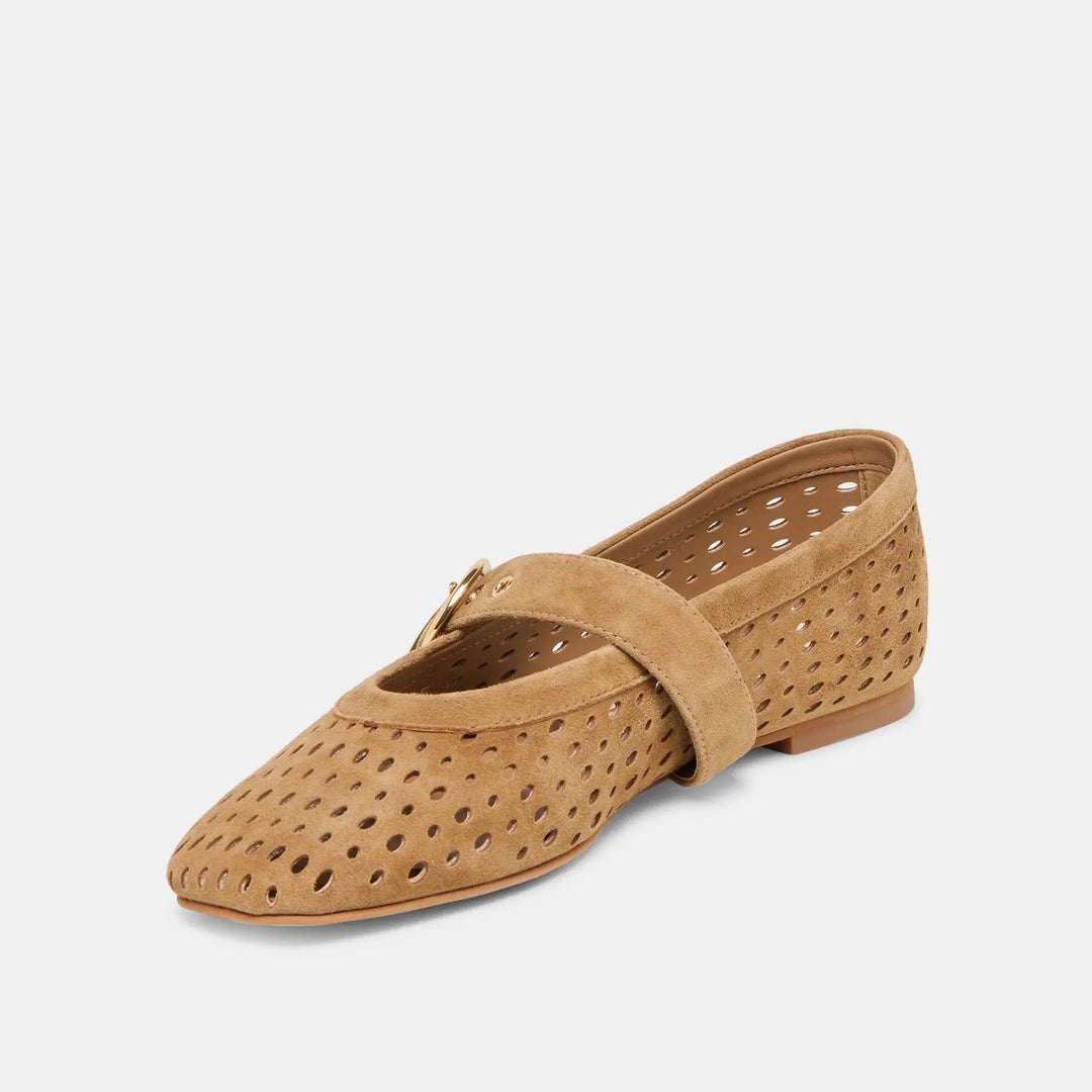 Mikel Perforated Suede Ballet Flat Dolce Vita