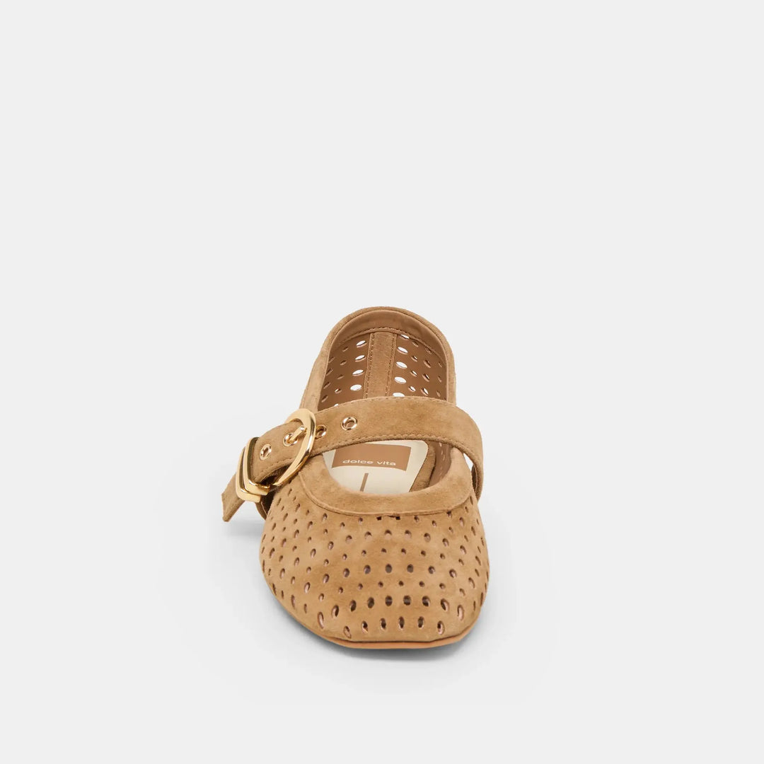 Mikel Perforated Suede Ballet Flat Dolce Vita