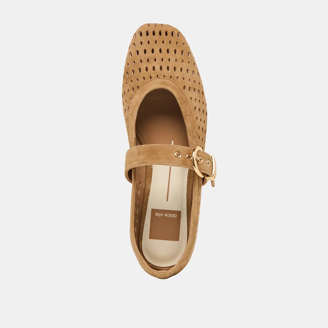 Mikel Perforated Suede Ballet Flat Dolce Vita