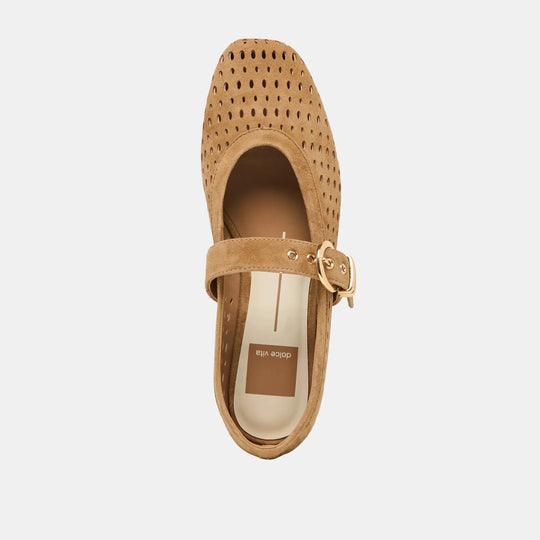 Mikel Perforated Suede Ballet Flat Dolce Vita