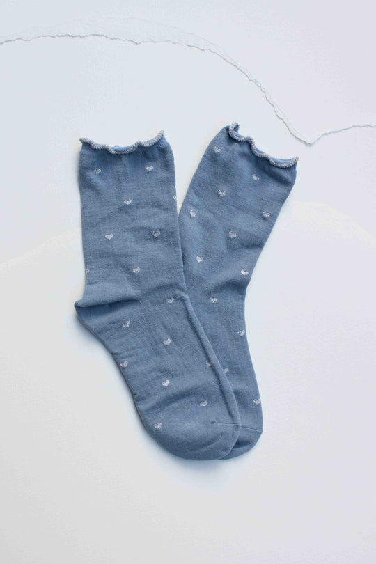 Mini Heart Ruffle Cotton Blend Socks - Beloved Boutique 