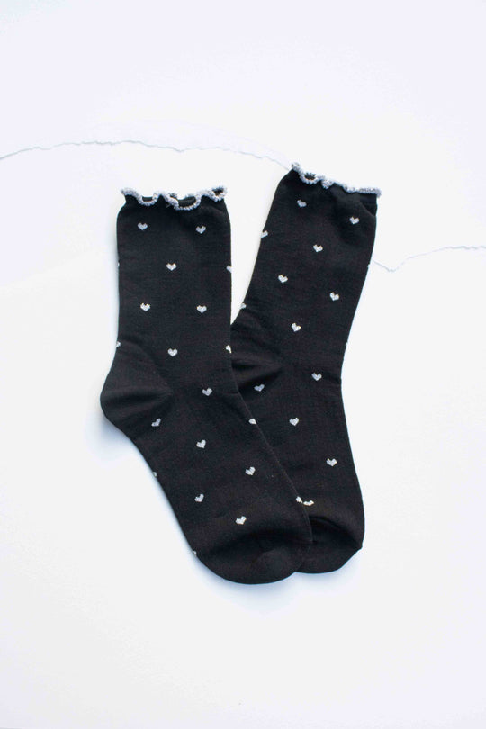 Mini Heart Ruffle Cotton Blend Socks - Beloved Boutique 