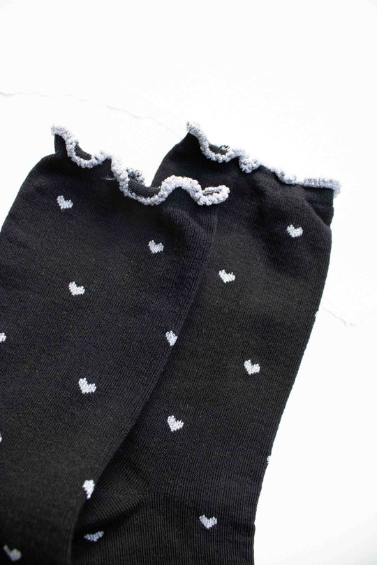 Mini Heart Ruffle Cotton Blend Socks - Beloved Boutique 