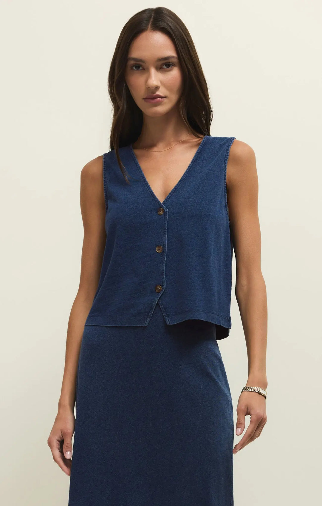 Noelle Jersey Denim Top - Beloved Boutique 