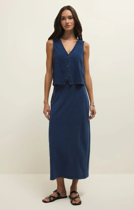 Noelle Jersey Denim Top - Beloved Boutique 