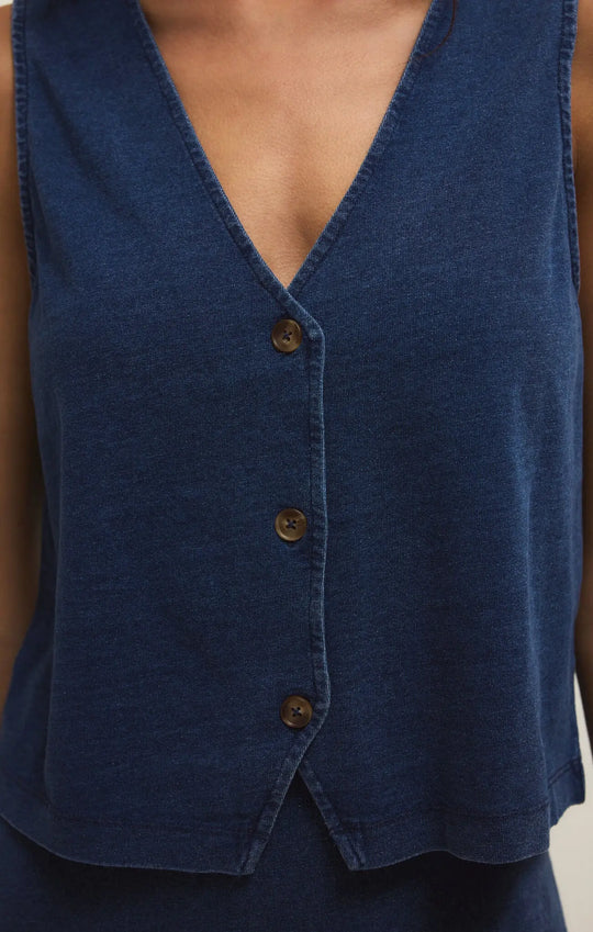 Noelle Jersey Denim Top - Beloved Boutique 