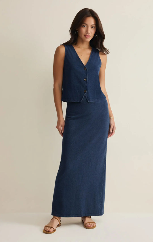 Noelle Jersey Denim Top - Beloved Boutique 