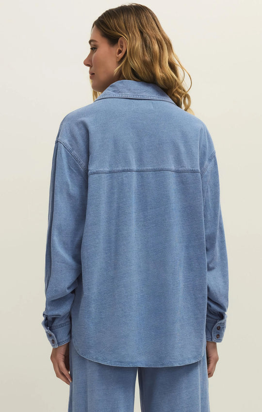 Reese Jersey Denim Button Up - Beloved Boutique 