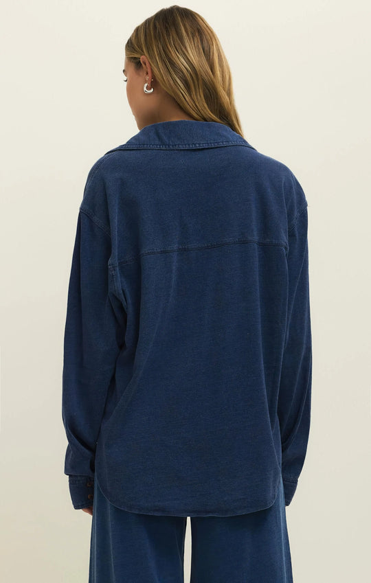 Reese Jersey Denim Button Up - Beloved Boutique 