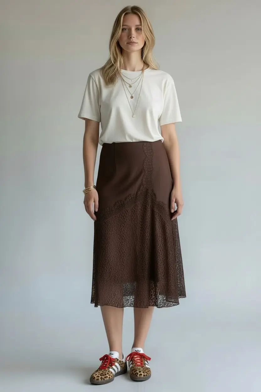 Rodeo Satin Lace Skirt - Beloved Boutique 