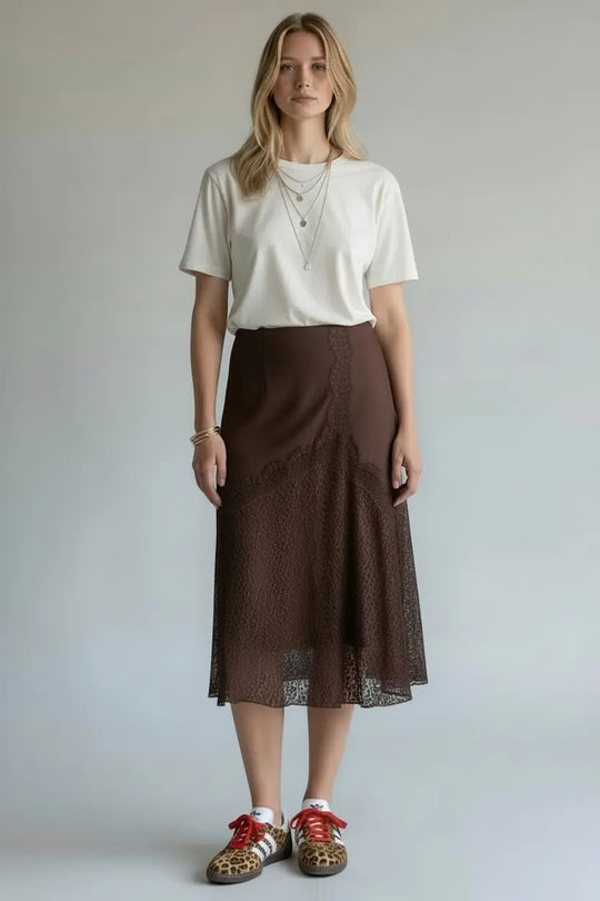 Rodeo Satin Lace Skirt - Beloved Boutique 