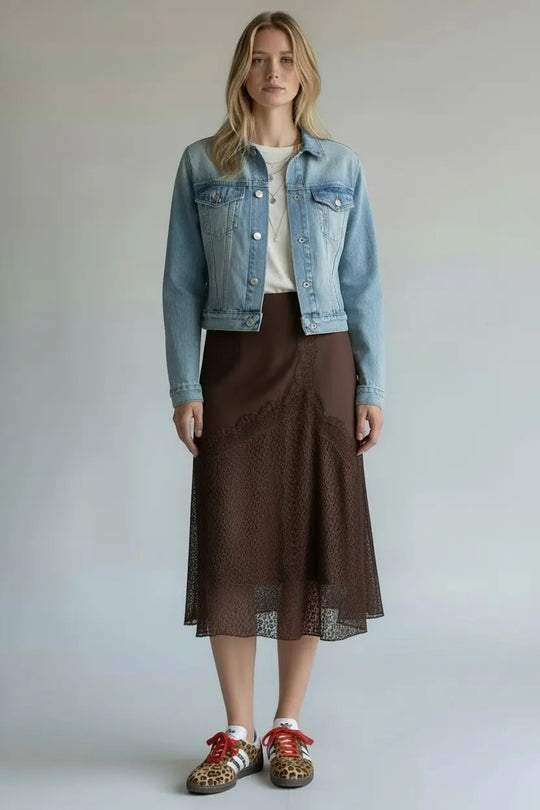 Rodeo Satin Lace Skirt - Beloved Boutique 